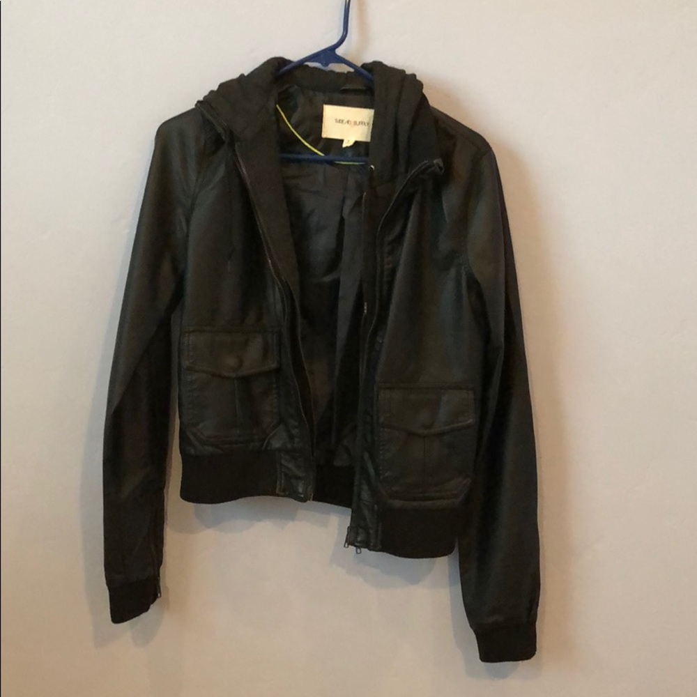 Black faux leather jacket